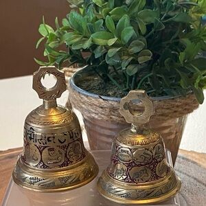 🔔Vintage Hand-carved Brass Temple Bells
